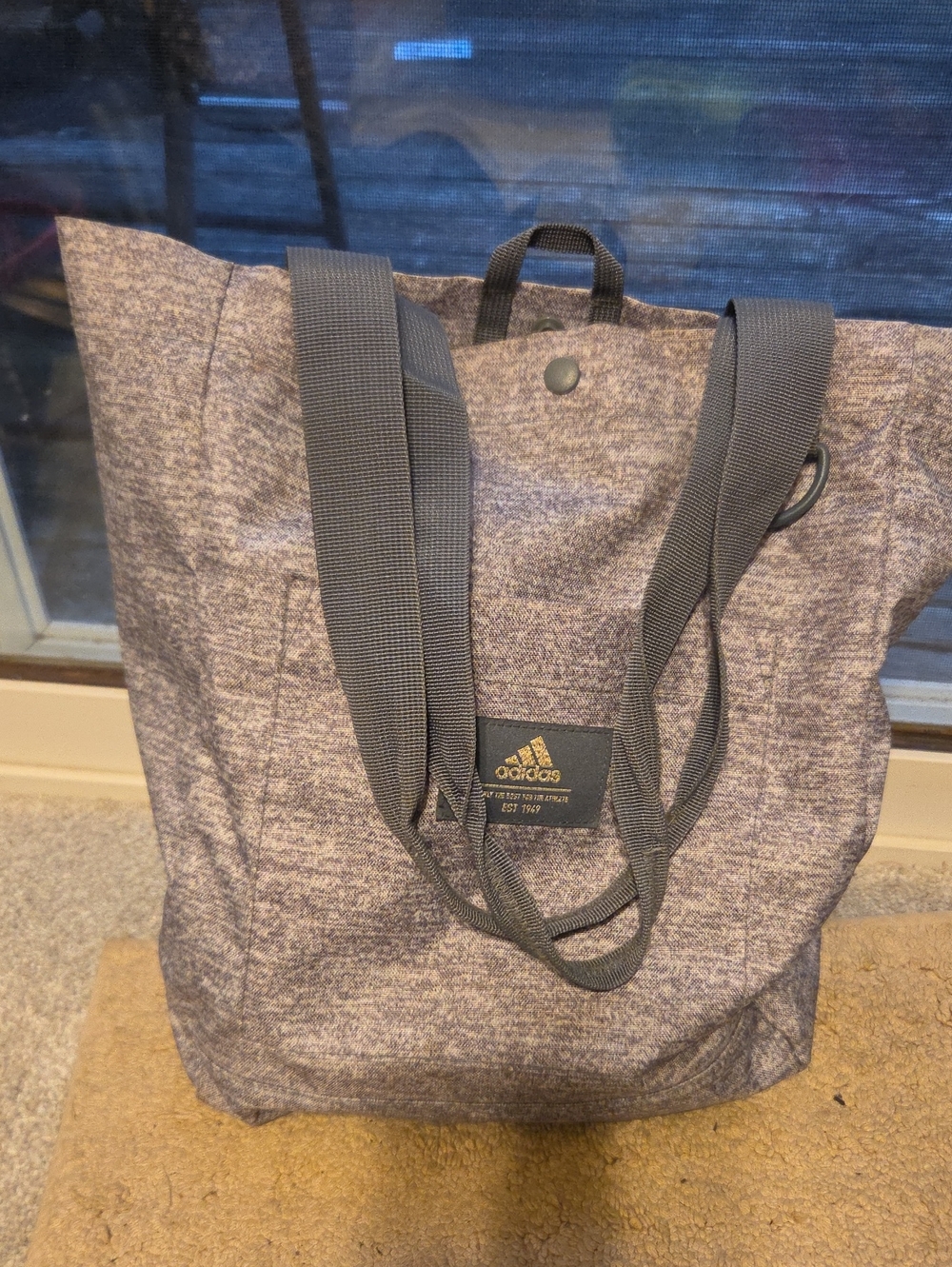 adidas Gray Heather Backpack Tote with Dual Straps